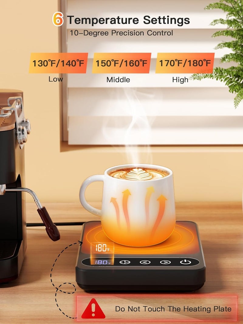 Misby Coffee Warmer, Mug Warmer for Desk with 6 Temp Settings, 12H Timer, Auto Shut Off Coffee Cup Warmer,Smart Coffee Gifts Coffee Warmer Plate Keeps Hot, Fresh for Coffee, Tea, Milk, Beverage,Black - Image 3